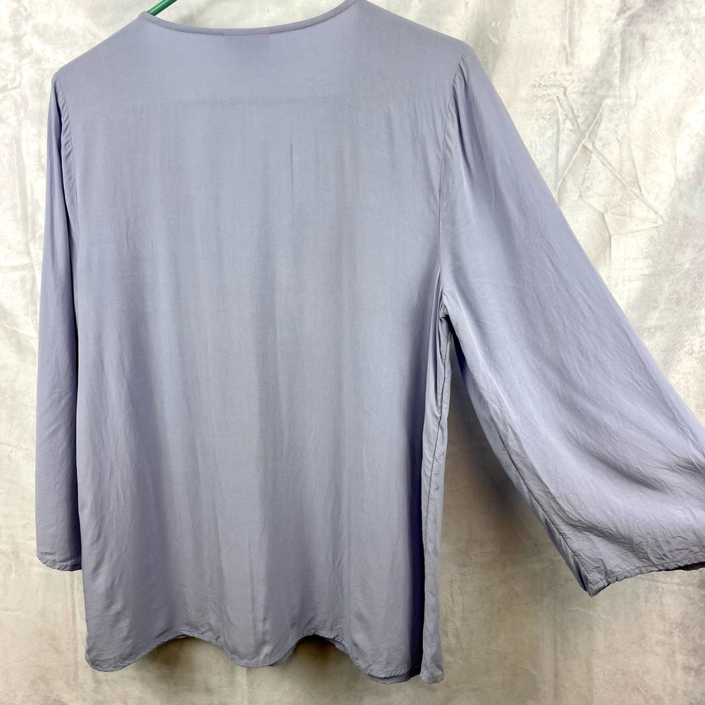 J. Jill Lilac Embroidered Rayon 3/4 Sleeve Light Weight Blouse Size S - Picture 6 of 6